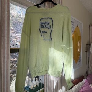 Brain Dead Logohead Fuzzy Mohair Yellow Sweater (M)